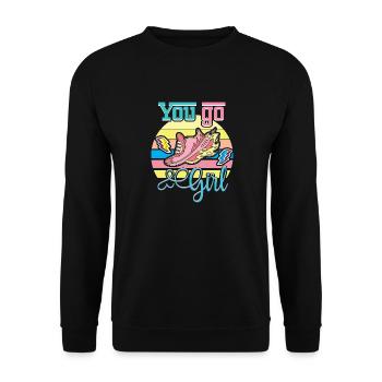 Tu vas fille drôle rétro vintage design - Sweat-shirt Unisexe - noir - Devant - Alina (178cm) & Michal (187cm)