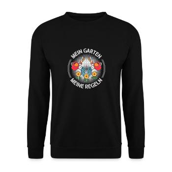 Mein Garten Meine Regeln Gärtnern Gärtnerin - Unisex Pullover - Schwarz - Vorne - Alina (178cm) & Michal (187cm)