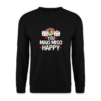 Sie Maki Miso Happy Funny Japanese Food Lover - Unisex Sweatshirt - black - Front - Alina (178cm) & Michal (187cm)