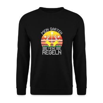 Mein Garten Meine Regeln Hobbygärtner Gärtnerin - Unisex Pullover - Schwarz - Vorne - Alina (178cm) & Michal (187cm)