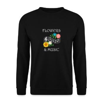 Blumen und Musiknoten Clef Piao Professioneller - Unisex Pullover - Schwarz - Vorne - Alina (178cm) & Michal (187cm)