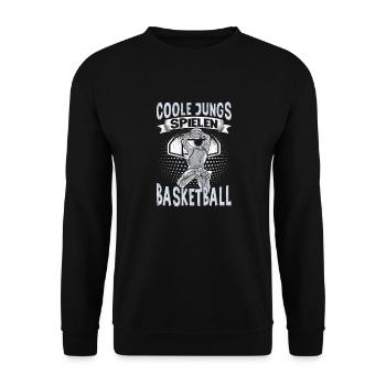 Basketball Training Trikot Coole Jungs Spielen - Unisex Pullover - Schwarz - Vorne - Alina (178cm) & Michal (187cm)