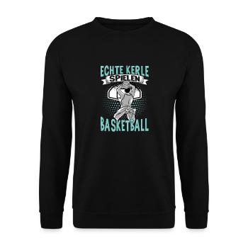 Basketball Training Trikot Echte Kerle Spielen - Unisex Pullover - Schwarz - Vorne - Alina (178cm) & Michal (187cm)