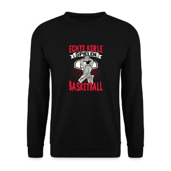 Basketball Training Trikot Echte Kerle Spielen - Unisex Pullover - Schwarz - Vorne - Alina (178cm) & Michal (187cm)