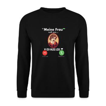 Meine Frau Teufel Lustig Humor Hochzeitstag - Unisex Pullover - Schwarz - Vorne - Alina (178cm) & Michal (187cm)