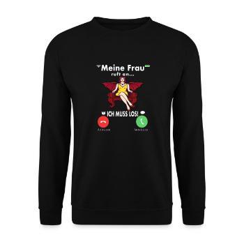 Meine Frau Teufel Lustig Humor Hochzeitstag - Unisex Pullover - Schwarz - Vorne - Alina (178cm) & Michal (187cm)