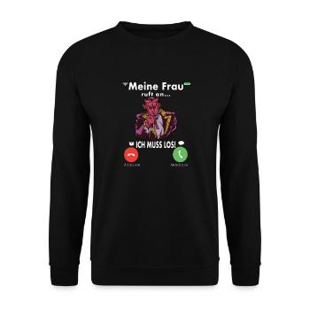 Meine Frau Teufel Lustig Humor Hochzeitstag - Unisex Pullover - Schwarz - Vorne - Alina (178cm) & Michal (187cm)
