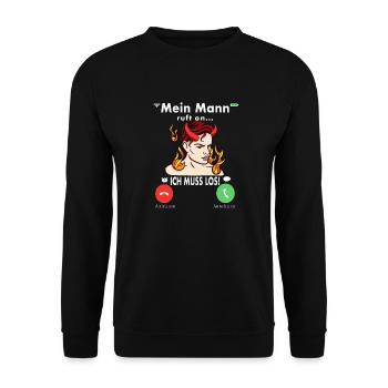 Meine Mann Teufel Lustig Humor Hochzeitstag - Unisex Pullover - Schwarz - Vorne - Alina (178cm) & Michal (187cm)