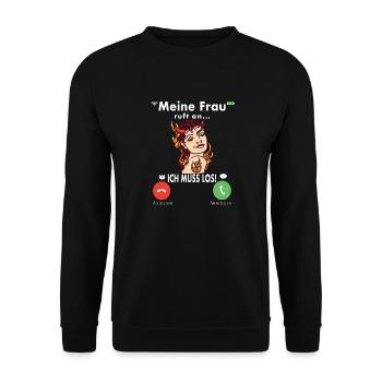 Meine Frau Teufel Lustig Humor Hochzeitstag - Unisex Pullover - Schwarz - Vorne - Alina (178cm) & Michal (187cm)