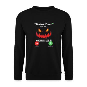 Meine Frau Teufel Lustig Humor Hochzeitstag - Unisex Pullover - Schwarz - Vorne - Alina (178cm) & Michal (187cm)