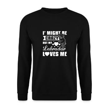 I might be crazy but my labrador loves me - Unisex Pullover - Schwarz - Vorne - Alina (178cm) & Michal (187cm)