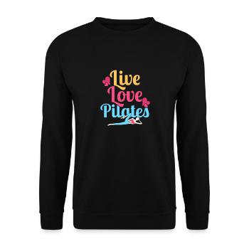 Live Love Pilates Fitness Exercice - Sweat-shirt Unisexe - noir - Devant - Alina (178cm) & Michal (187cm)