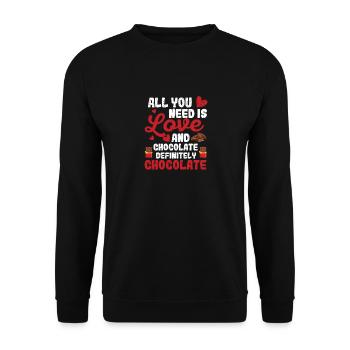 Tout ce dont vous avez besoin, c’est d’amour et de chocolat - Sweat-shirt Unisexe - noir - Devant - Alina (178cm) & Michal (187cm)