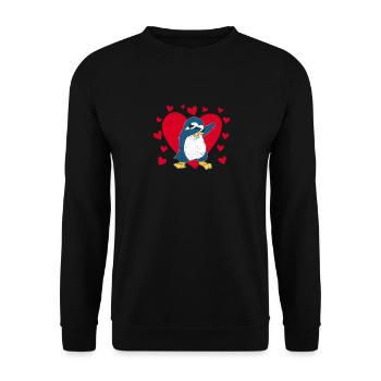 Dots Penguin Heart Valentine’s Day Zoo Animal Bird - Sweat-shirt Unisexe - noir - Devant - Alina (178cm) & Michal (187cm)
