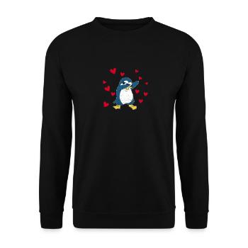 Dots Penguin Heart Valentine’s Day Zoo Animal Bird - Sweat-shirt Unisexe - noir - Devant - Alina (178cm) & Michal (187cm)