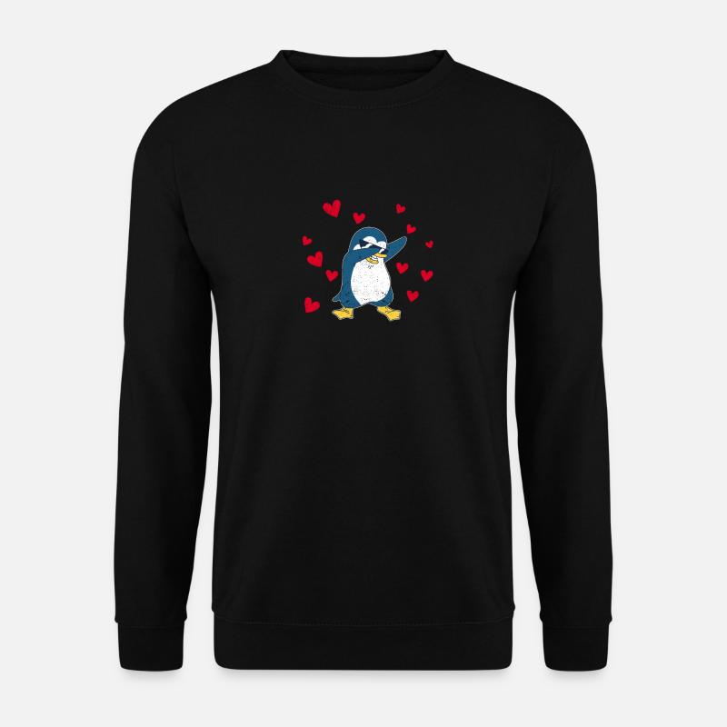 Tupfen Pinguin Herz Valentinstag Zoo Tier Vogel - Unisex Pullover - Schwarz