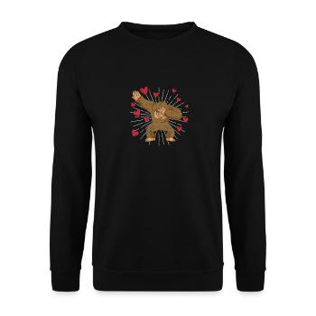 Dabbing Bigfoot Love Heart Saint-Valentin en plein air - Sweat-shirt Unisexe - noir - Devant - Alina (178cm) & Michal (187cm)