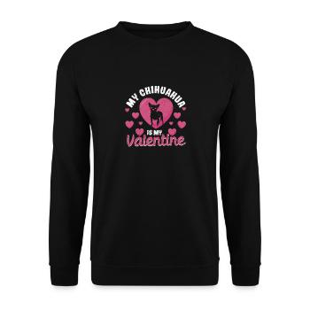 My Chihuahua is my Valentine puppy Valentin - Unisex Sweatshirt - black - Front - Alina (178cm) & Michal (187cm)