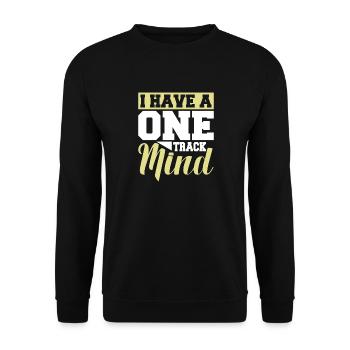 I have a one-track - Unisex Sweatshirt - black - Front - Alina (178cm) & Michal (187cm)