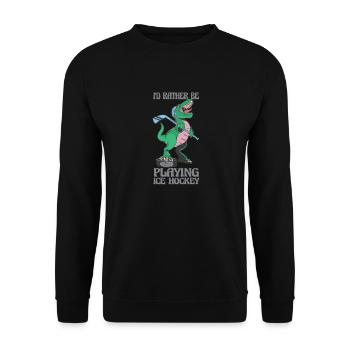 Ich Würde Lieber Ice Hockey Stick Dinosaurier - Unisex Pullover - Schwarz - Vorne - Alina (178cm) & Michal (187cm)