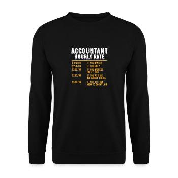 Funny Accountant Hourly Rate Accounting CPA Humor - Unisex Sweatshirt - black - Front - Alina (178cm) & Michal (187cm)