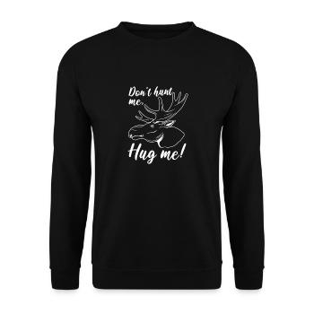 Hug Me Ironic Saying Elk Wildlife Animal Deer - Unisex Sweatshirt - black - Front - Alina (178cm) & Michal (187cm)
