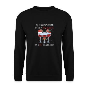 Ich Träume von einer Weißen Weihnacht aber Rot ist - Unisex Pullover - Schwarz - Vorne - Alina (178cm) & Michal (187cm)