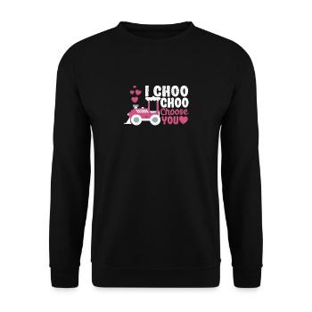 I Choo Choo Choose You Valentine's Day Train Lover - Unisex Sweatshirt - black - Front - Alina (178cm) & Michal (187cm)