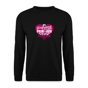 Ma copine est une énorme douleur Valentin - Sweat-shirt Unisexe - noir - Devant - Alina (178cm) & Michal (187cm)