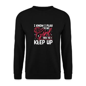 Je joue au baseball comme une fille essaie de suivre - Sweat-shirt Unisexe - noir - Devant - Alina (178cm) & Michal (187cm)