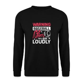 Warning baseball mom will yell loudly - Unisex Pullover - Schwarz - Vorne - Alina (178cm) & Michal (187cm)