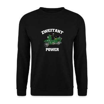 Schwalbenfahrer Simson Schwalbe Kult Roller DDR - Unisex Pullover - Schwarz - Vorne - Alina (178cm) & Michal (187cm)