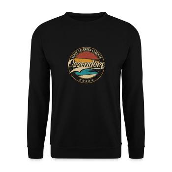 Echte legenden leben in Köln Ossendorf - Unisex Pullover - Schwarz - Vorne - Alina (178cm) & Michal (187cm)