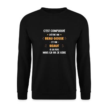 Beau gosse beauf - Sweat-shirt Unisexe - noir - Devant - Alina (178cm) & Michal (187cm)