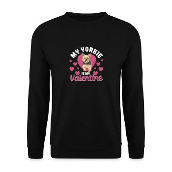 Mein Yorkie ist mein Valentinstag Valentine's Day - Unisex Pullover - Schwarz - Vorne - Alina (178cm) & Michal (187cm)
