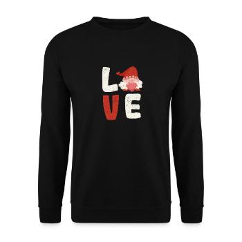 Liebe Gnom Valentinstag lustig V-Day Gnome Lieben - Unisex Pullover - Schwarz - Vorne - Alina (178cm) & Michal (187cm)