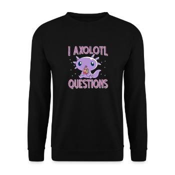 Axolotl. I Axolotl Questions - Unisex Pullover - Schwarz - Vorne - Alina (178cm) & Michal (187cm)