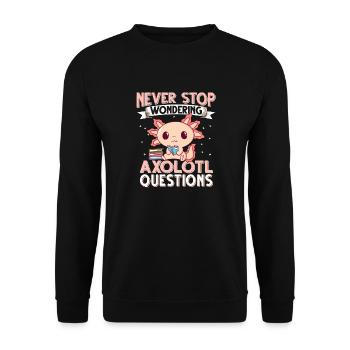 Axolotl. Axolotl Questions - Unisex Pullover - Schwarz - Vorne - Alina (178cm) & Michal (187cm)
