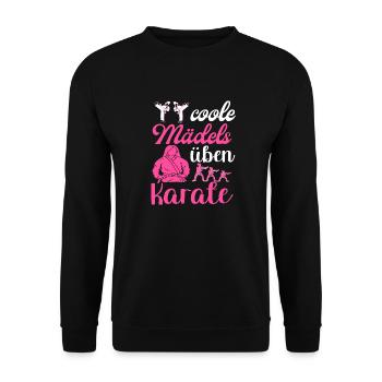 Damen Frauen Mädchen Karate - Unisex Pullover - Schwarz - Vorne - Alina (178cm) & Michal (187cm)