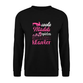 Coole Mädels spielen Klavier Damen - Unisex Pullover - Schwarz - Vorne - Alina (178cm) & Michal (187cm)
