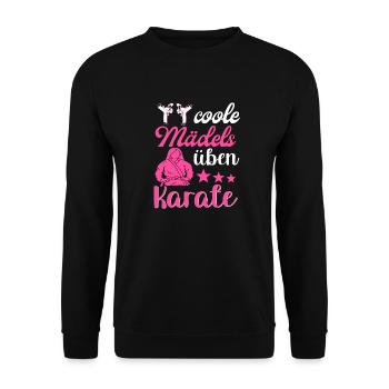 Damen Frauen Mädchen Karate - Unisex Pullover - Schwarz - Vorne - Alina (178cm) & Michal (187cm)