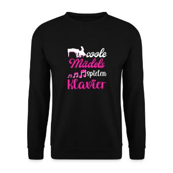 Coole Mädels spielen Klavier Damen - Unisex Pullover - Schwarz - Vorne - Alina (178cm) & Michal (187cm)