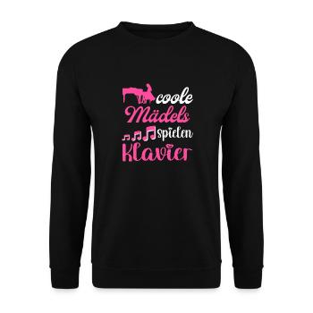 Coole Mädels spielen Klavier Damen - Unisex Pullover - Schwarz - Vorne - Alina (178cm) & Michal (187cm)