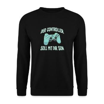 Der Controller Soll Mit Dir Sein. Videospiele - Unisex Pullover - Schwarz - Vorne - Alina (178cm) & Michal (187cm)