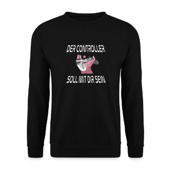 Der Controller Soll Mit Dir Sein. Videospiele - Unisex Pullover - Schwarz - Vorne - Alina (178cm) & Michal (187cm)
