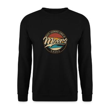 Moers Echte Legenden leben in Moerser - Unisex Pullover - Schwarz - Vorne - Alina (178cm) & Michal (187cm)