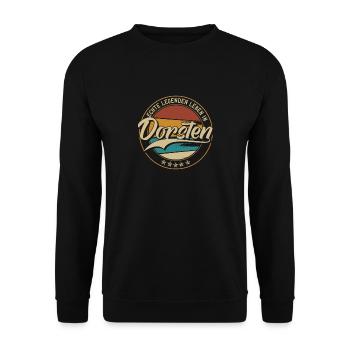 Dorsten Echte Legenden leben in Dorstener - Unisex Pullover - Schwarz - Vorne - Alina (178cm) & Michal (187cm)