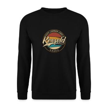 Krefeld Echte Legenden leben in Krefelder - Unisex Pullover - Schwarz - Vorne - Alina (178cm) & Michal (187cm)