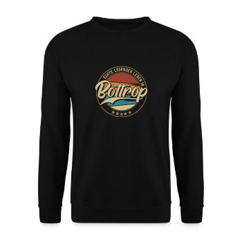 Bottrop Echte Legenden leben in Bottroper - Unisex Pullover - Schwarz - Vorne - Alina (178cm) & Michal (187cm)
