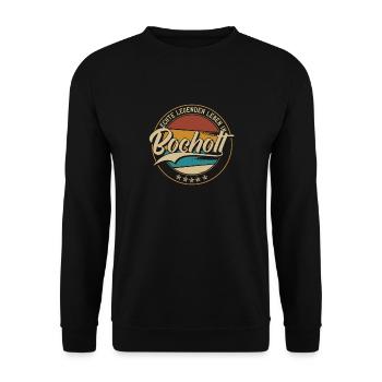 Bocholt Echte Legenden leben in Bocholter - Unisex Pullover - Schwarz - Vorne - Alina (178cm) & Michal (187cm)